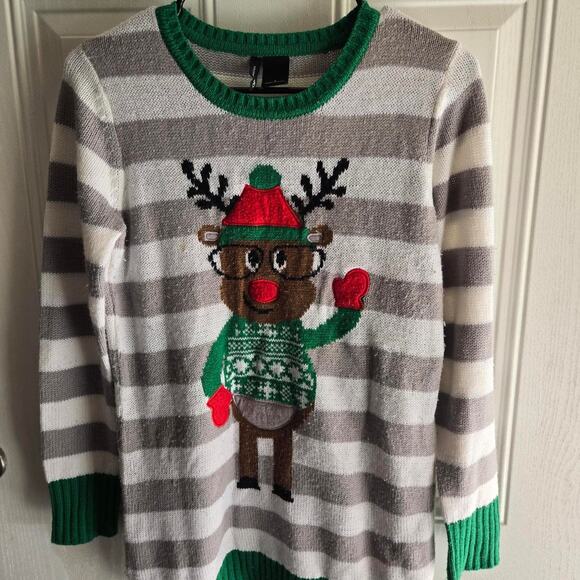 New direction womens Ugly christmas sweater size small Reindeer Holiday - Picture 1 of 7